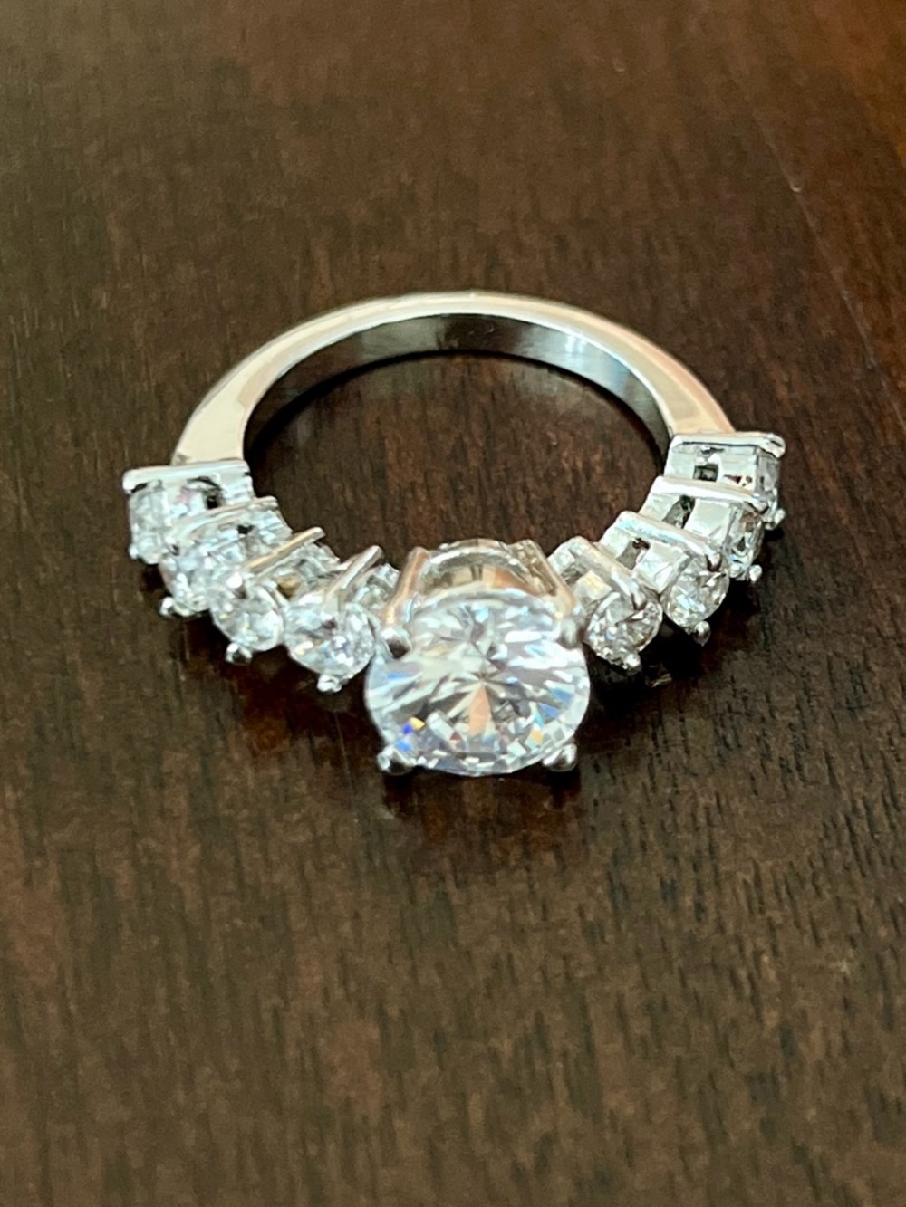 Costume Jewelry Classic Solitaire Halo Round-Cut Silver Engagement Ring - White